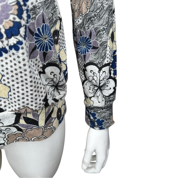 The Kit Floral Crew Sweatshirt Top S Floral Artistic Gray Multi - Picture 7 of 10